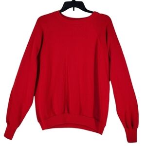 Vtg Healthknit Sweatshirt Red Men L 42 44 Blank Pullover Crewneck USA Made 80s